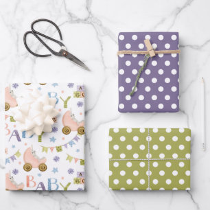 Cute Bunny Rabbit Baby Shower Wrapping Paper Sheet