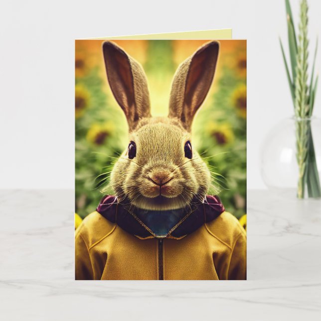 CUTE BUNNY RABBIT BIRTHDAY CARD (Front)