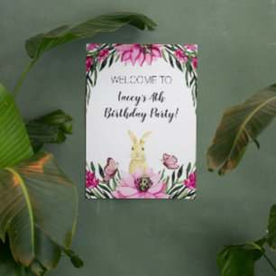 Cute Bunny Rabbit Birthday Party Sign