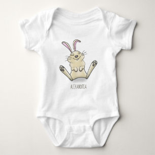 Cute bunny rabbit cartoon illustration baby bodysuit