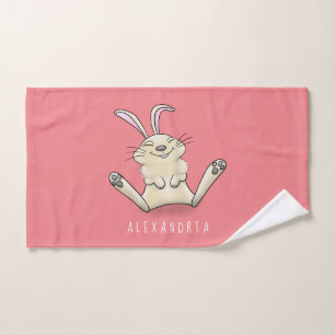 Cute bunny rabbit cartoon illustration bath towel set