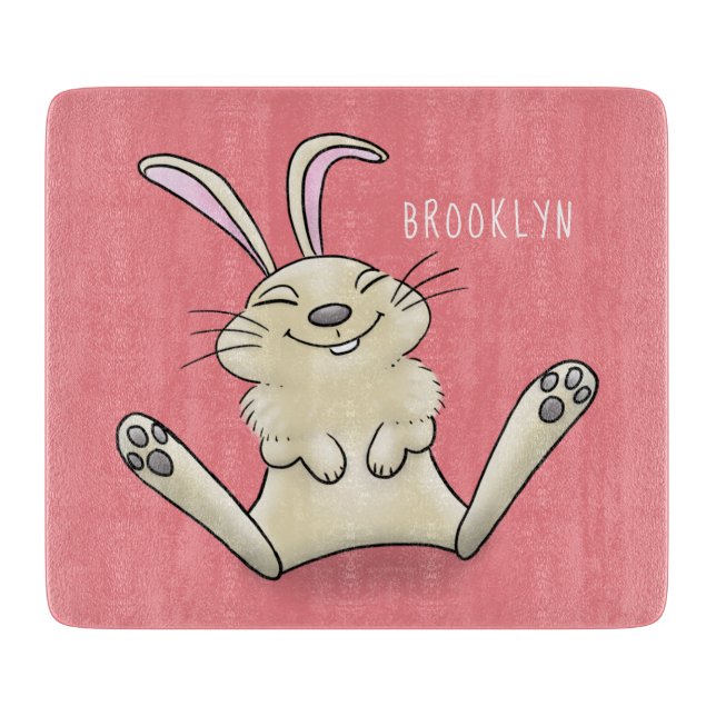 Cute bunny rabbit cartoon illustration cutting board (Front)