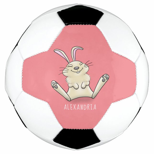 Cute bunny rabbit cartoon illustration football (Front)