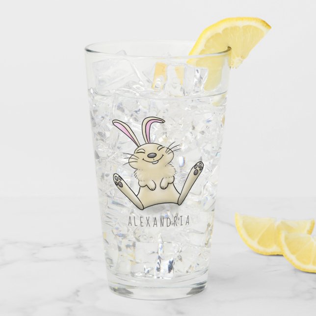 Cute bunny rabbit cartoon illustration glass (Back Ice)