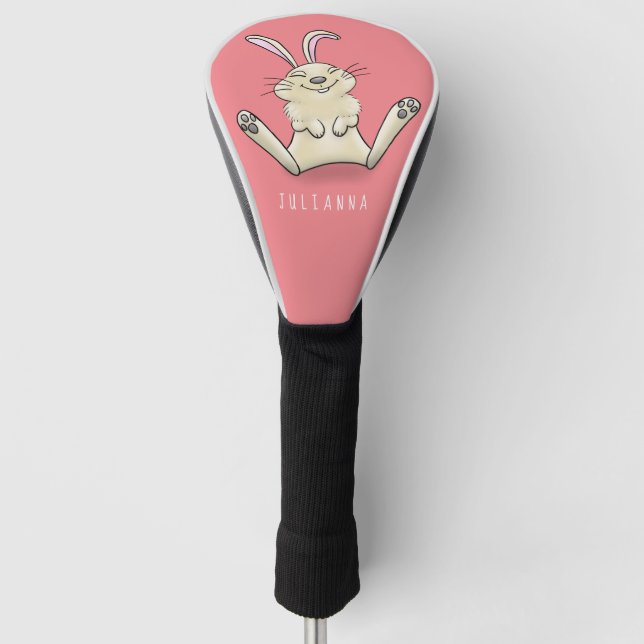 Cute bunny rabbit cartoon illustration golf head cover (Front)