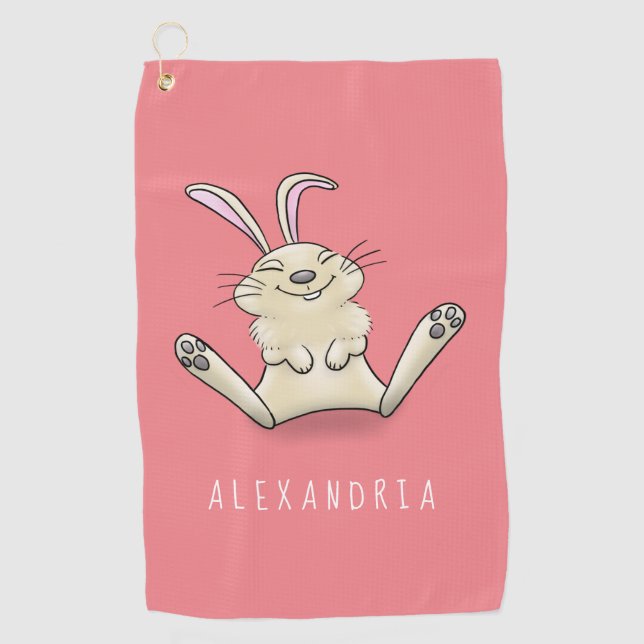 Cute bunny rabbit cartoon illustration golf towel (Front)