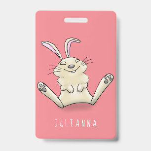 Cute bunny rabbit cartoon illustration ID badge