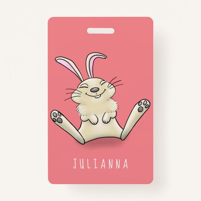 Cute bunny rabbit cartoon illustration ID badge (Front)