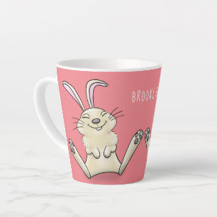 Cute bunny rabbit cartoon illustration latte mug