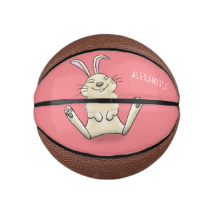 Cute bunny rabbit cartoon illustration mini basketball