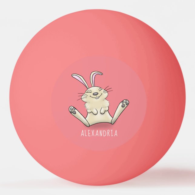 Cute bunny rabbit cartoon illustration ping pong ball (Front)