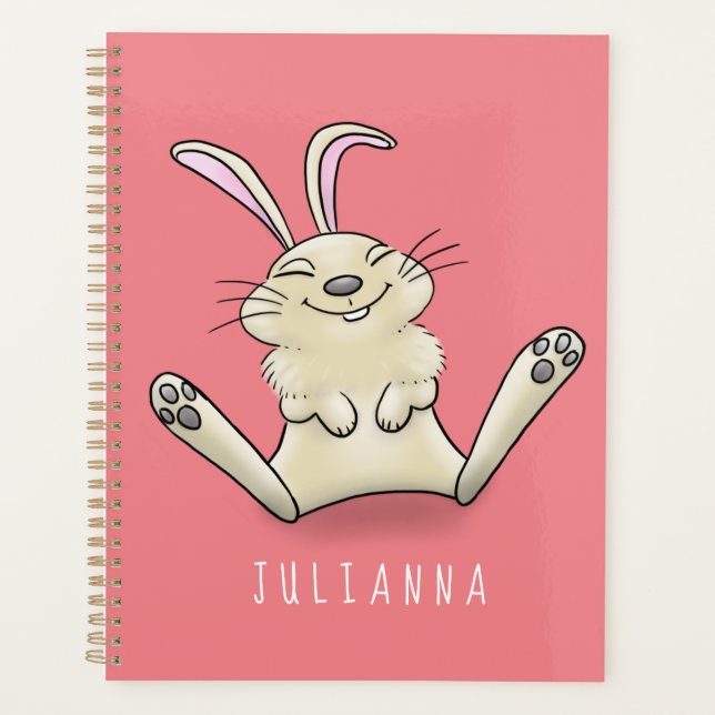 Cute bunny rabbit cartoon illustration planner (Front)