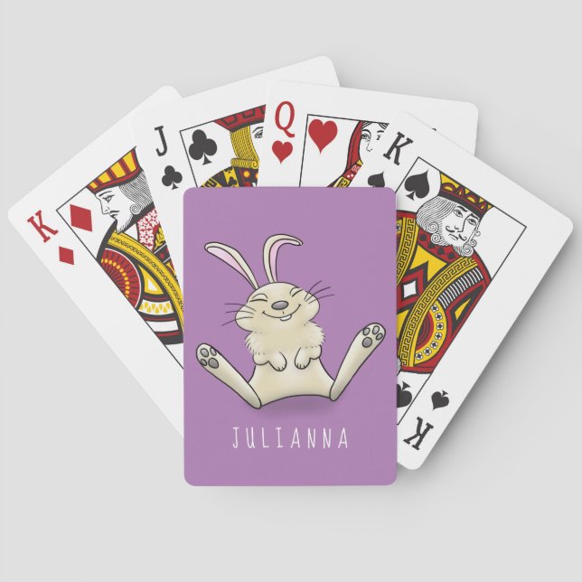 Cute bunny rabbit cartoon illustration playing cards (Back)