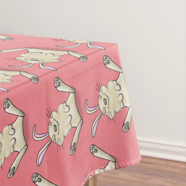Cute bunny rabbit cartoon illustration tablecloth (In Situ)