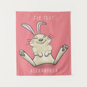 Cute bunny rabbit cartoon illustration tapestry