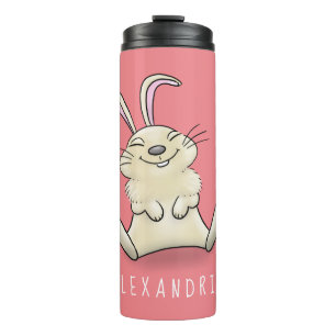 Cute bunny rabbit cartoon illustration thermal tumbler