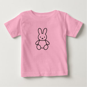 Cute Bunny Rabbit Cartoon Line Art Design Baby T-Shirt