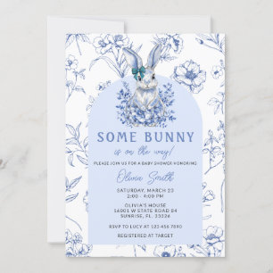 Cute Bunny Rabbit Chinoiserie Baby Shower Invitation