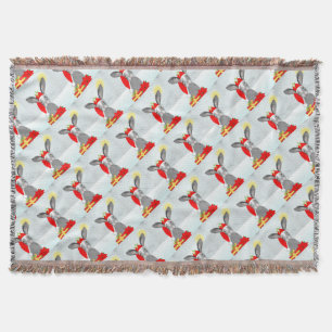 Cute Bunny Rabbit Christmas Holiday Design Throw Blanket