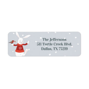 Cute bunny rabbit Christmas return label