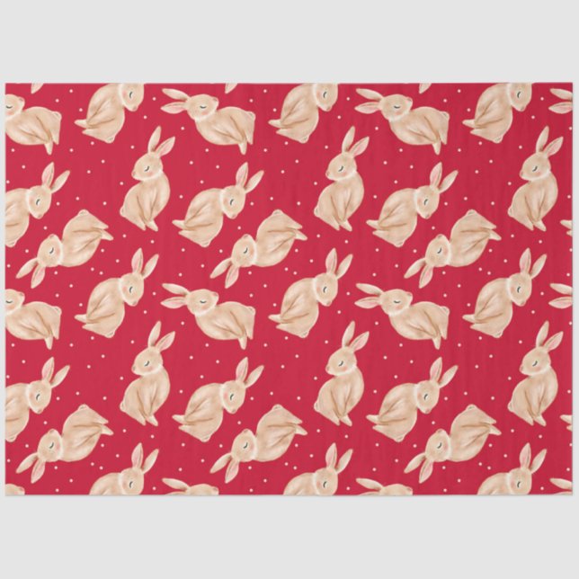 Cute Bunny Rabbit Christmas Tissue Paper (Front)