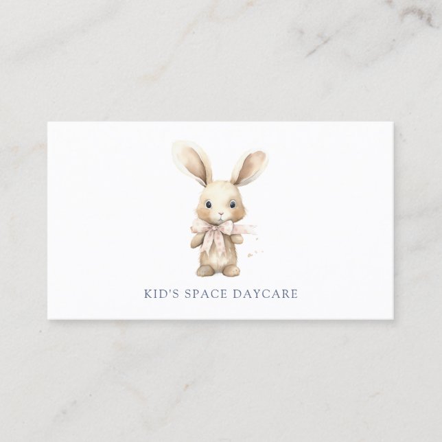 Cute Bunny Rabbit Daycare Childcare  Business Card (Front)