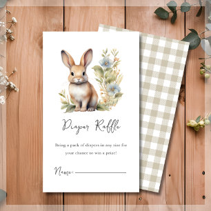 Cute Bunny Rabbit Diaper Raffle Baby Shower Enclosure Card