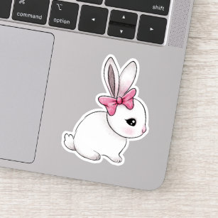 Cute bunny rabbit doodle drawing sticker