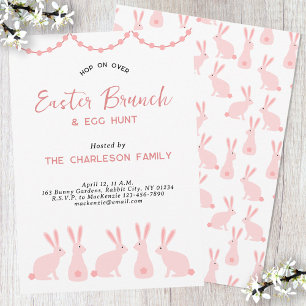 Cute Bunny Rabbit Easter Brunch Invitation