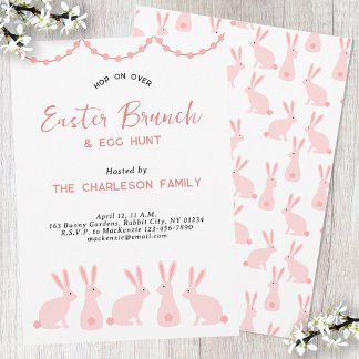 Cute Bunny Rabbit Easter Brunch Invitation