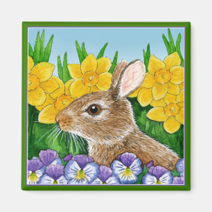 Cute Bunny Rabbit Easter Spring garden magnet
