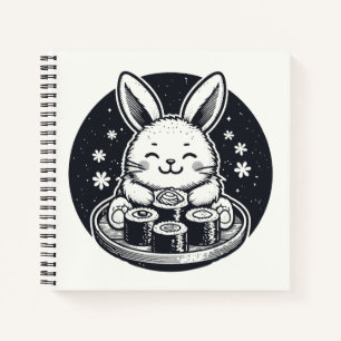 Cute Bunny Rabbit Eating Sushi Japanese Kawaii Notebook
