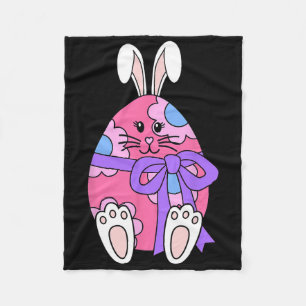Cute Bunny Rabbit Egg Floral Girls Happy Easter Da Fleece Blanket