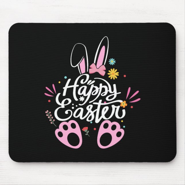Cute Bunny Rabbit Egg Happy Easter Day 2024 Women  Mouse Mat (Front)
