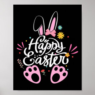 Cute Bunny Rabbit Egg Happy Easter Day 2024 Women Poster