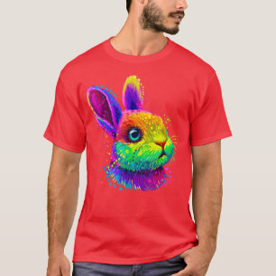 Cute Bunny Rabbit Face Colourful Easter Day Girls T-Shirt