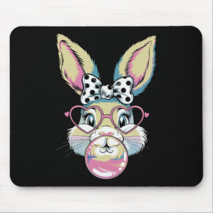 Cute Bunny Rabbit Face Coquette Bow Easter Day Gir Mouse Mat