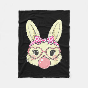 Cute Bunny Rabbit Face For Women Girls Kids Teens Fleece Blanket