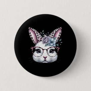 Cute Bunny Rabbit Face Gles Girls Happy Easter Day 6 Cm Round Badge