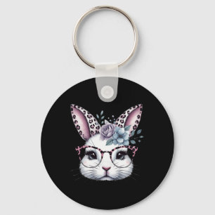 Cute Bunny Rabbit Face Gles Girls Happy Easter Day Key Ring