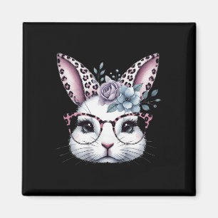 Cute Bunny Rabbit Face Gles Girls Happy Easter Day Magnet