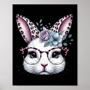 Cute Bunny Rabbit Face Gles Girls Happy Easter Day Poster