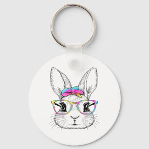 Cute Bunny Rabbit Face Happy Easter Day Women Girl Key Ring