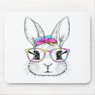 Cute Bunny Rabbit Face Happy Easter Day Women Girl Mouse Mat