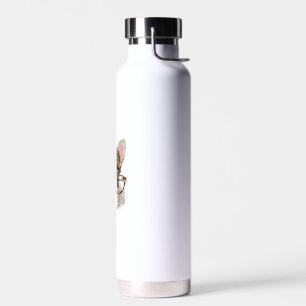 Cute Bunny Rabbit Face Leopard Coquette Bow Glasse Water Bottle