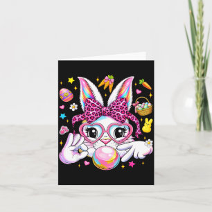 Cute bunny rabbit face leopard coquette bow six card