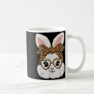 Cute Bunny Rabbit Face Leopard Gles Girl Happy Eas Coffee Mug