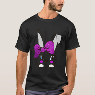 Cute Bunny Rabbit Face Purple Headband Easter Day T-Shirt