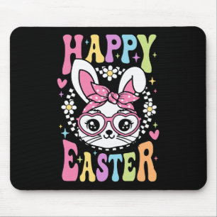 Cute Bunny Rabbit Face Retro Happy Easter Day Wome Mouse Mat