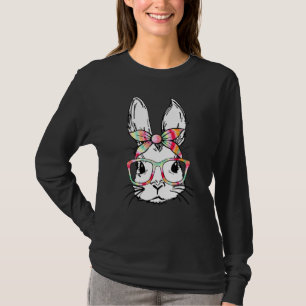 Cute Bunny Rabbit Face Tie Dye Glasses Bandanna Ea T-Shirt